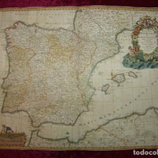 Arte: GRAN MAPA A COLOR DE ESPAÑA Y PORTUGAL, 1728. J. B. HOMANN. Lote 281825143