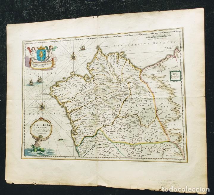 REINO DE GALICIA - MAPA ORIGINAL COLOREADO - 1640 - BLAEU - OJEA (Arte - Cartografía Antigua (hasta S. XIX))