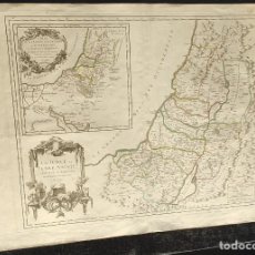 Arte: MAPA 1750 - JUDEA O TIERRA SANTA DIVIDIDA EN 12 TRIBUS - TIERRA DE CANAAN - VAUGONDY - COLOREADO