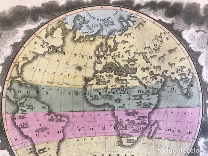 Arte: Mapa a color del mundo o hemisférico, circa 1815. Anónimo - Foto 6 - 290093763