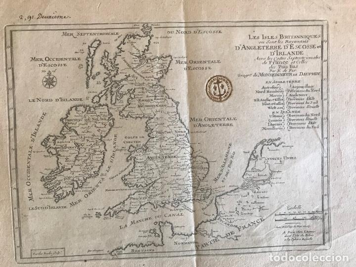Arte: Mapa de Irlanda y Reino Unido (Europa), 1705. N. de Fer / Inselin - Foto 1 - 290214763