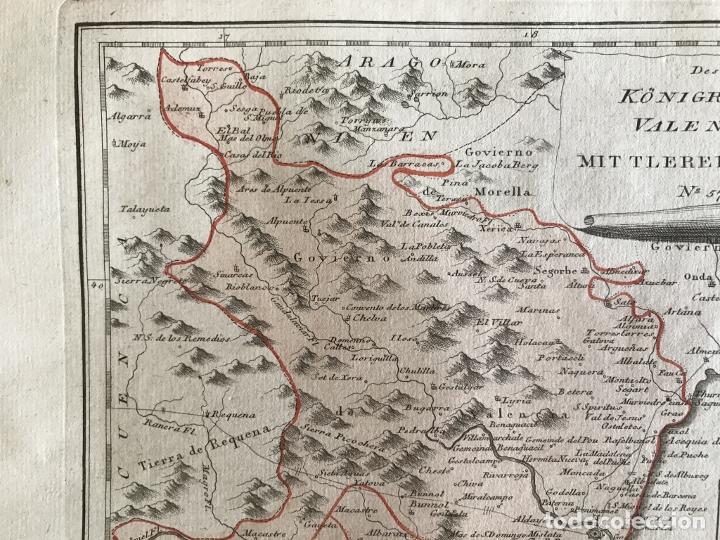 Arte: Mapa del centro de Valencia y zonas limítrofes (España), 1789. F. J. Joseph von Reilly - Foto 4 - 290533978