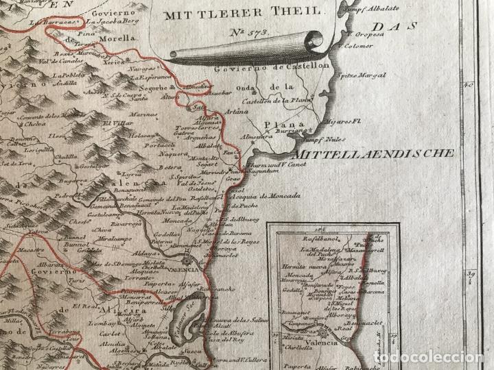 Arte: Mapa del centro de Valencia y zonas limítrofes (España), 1789. F. J. Joseph von Reilly - Foto 6 - 290533978