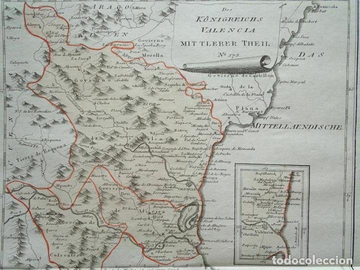 MAPA DEL CENTRO DE VALENCIA Y ZONAS LIMÍTROFES (ESPAÑA), 1789. F. J. JOSEPH VON REILLY (Arte - Cartografía Antigua (hasta S. XIX))