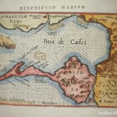 Arte: MAPA DE CÁDIZ Y SU BAHÍA, ORIGINAL, BERTIUS-HONDIUS,AMSTERDAM, 1603, PERFECTO COLOREADO. Lote 311604713