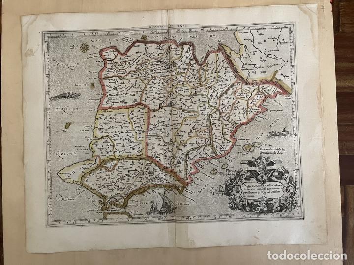 Arte: Mapa de España y Portugal antiguos, 1618. Ptolomeo / Mercator /Bertius - Foto 2 - 311819663