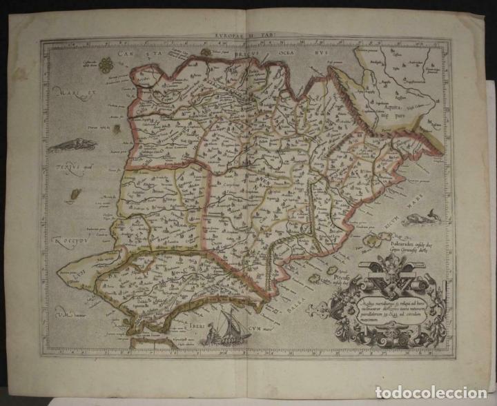 Arte: Mapa de España y Portugal antiguos, 1618. Ptolomeo / Mercator /Bertius - Foto 16 - 311819663