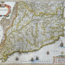 Arte: CATALUÑA, BARCELONA, TARRAGONA, GIRONA, LLEIDA….MAPA GRANDE POR JANSSONIUS, 1636, CATALONIA. Lote 352199154