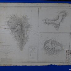 Arte: GRABADO DE MAPA J. ESTRUCH 1854. LA PALMA, GOMERA Y EL HIERRO.