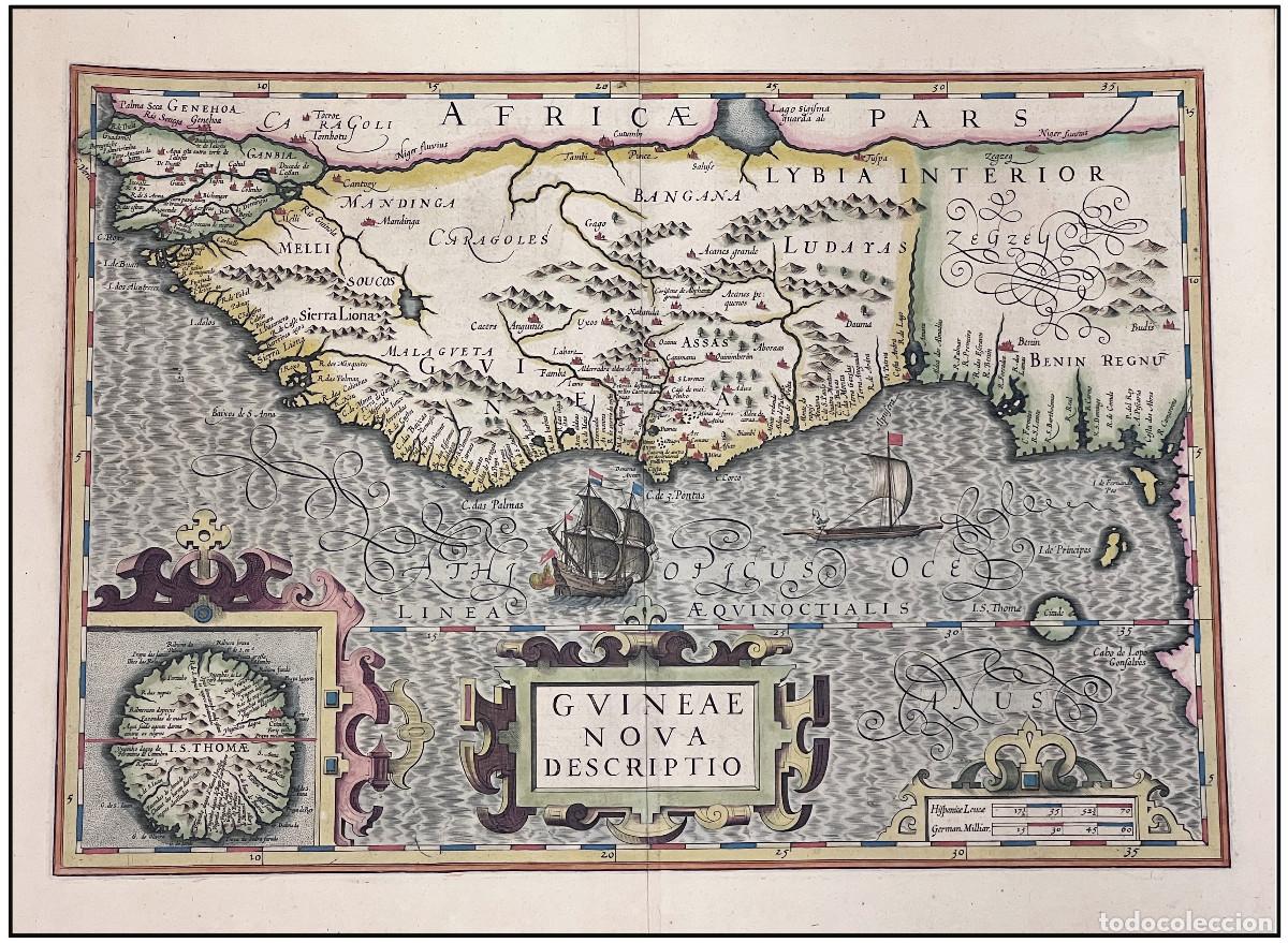 Arte: JODOCUS HONDIUS - MAPA DE GUINEA - 1619 - Foto 1
