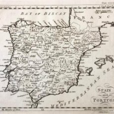 Arte: MAPA DE ESPAÑA Y PORTUGAL, HACIA 1790. ANDREW BELL