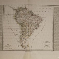 Arte: MAPA A COLOR DE AMÉRICA DEL SUR, 1816. PIERRE M. LAPIE / PANCKOUCKE / CHAMOUIN