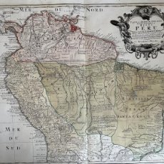 Arte: GRAN MAPA A COLOR NORTE Y CENTRO DE SUDAMÉRICA 1733 HOMANN HEREDEROS .