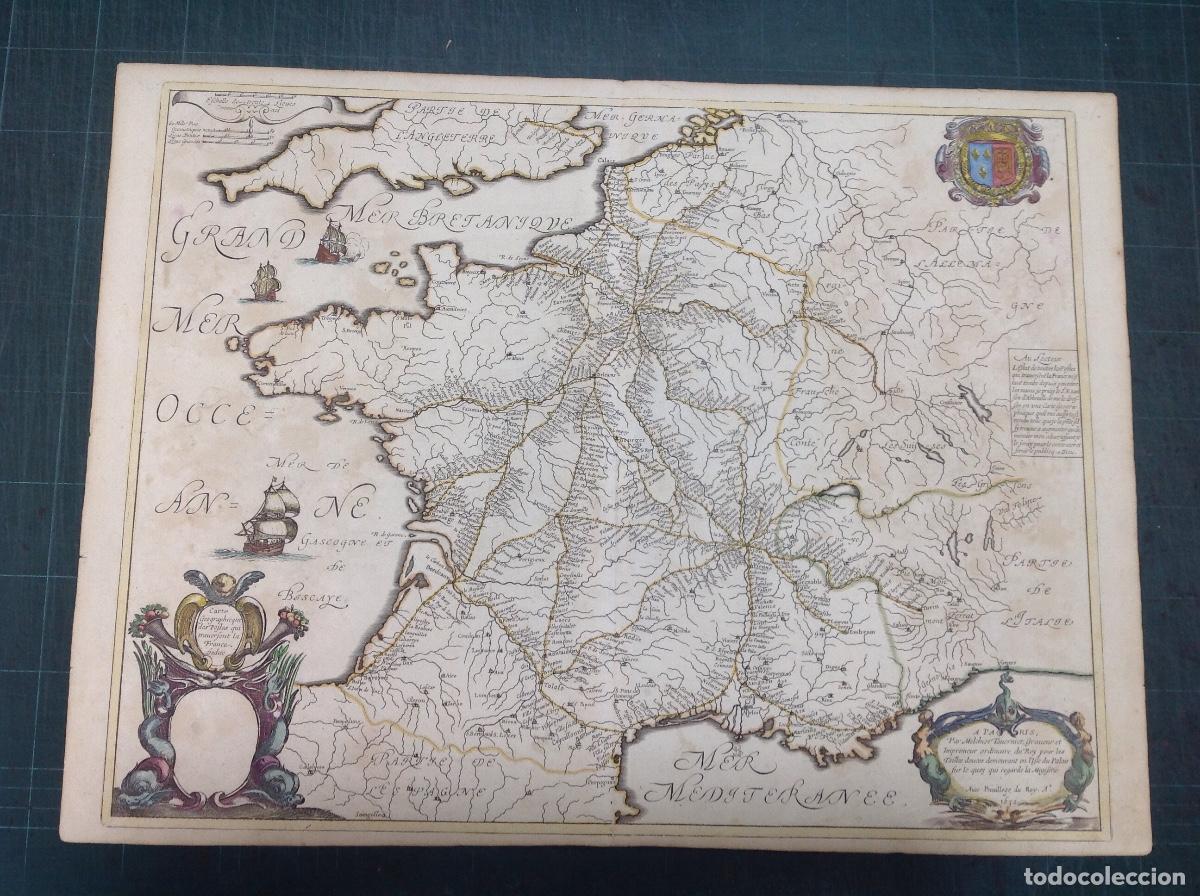 Arte: Melchor Tauernier. Mapa de postas de Francia. - Foto 1
