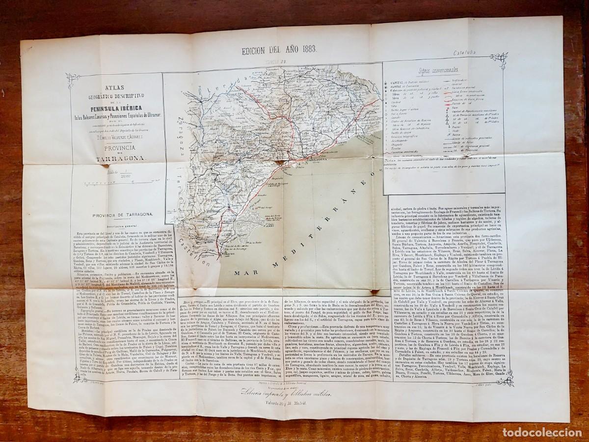 Arte: MAPA TARRAGONA 1883 VALVERDE - Foto 3