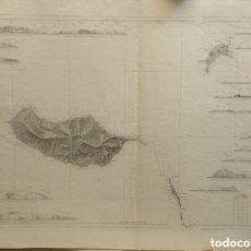 Arte: CARTA NÁUTICA ESFÉRICA - ISLAS MADERA, PORTO SANTO Y DESIERTAS - AÑO 1861 - 72 X 107 CM