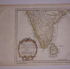 Arte: MAPA ANTIGUO SIGLO XVIII SUITE DE LA CARTE DE L'INDE INDIA SRI LANKA ASIA [1780] BELLIN