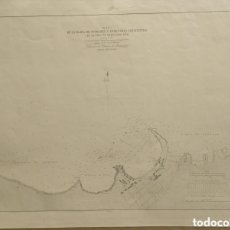 Arte: CARTA NÁUTICA - BAHÍA DE STA. ISABEL - ADYACENTES EN LA ISLA DE FERNANDO PÓO - AÑO 1860 - 72 X 54 CM