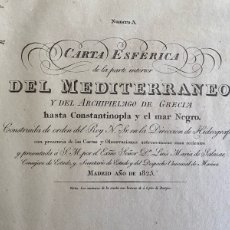 Arte: 1825 CARTA ESFERICA ORIGINAL DEL MEDITERRANEO ARCHIPIELAGO DE GRECIA HASTA CONSTANTINOPLA Y M. NEGRO