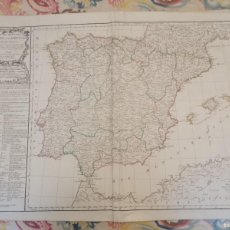 Arte: VAUGONDY-DELAMARCHE: ROYAUMES D'ESPAGNE ET DE PORTUGAL. HACIA 1770. 74,5 X 55,5 CM