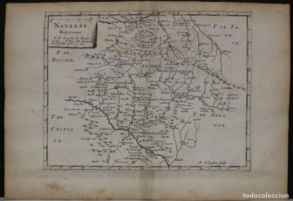 Arte: Mapa de Navarra (Espa&ntilde;a), 1649. Nicolas Sanson - Foto 2