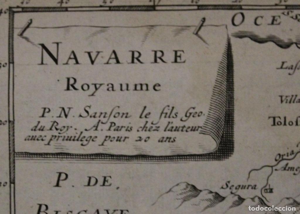 Arte: Mapa de Navarra (Espa&ntilde;a), 1649. Nicolas Sanson - Foto 3
