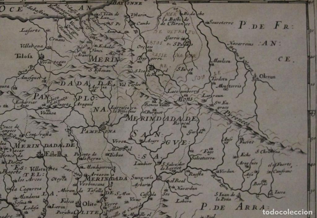 Arte: Mapa de Navarra (Espa&ntilde;a), 1649. Nicolas Sanson - Foto 4