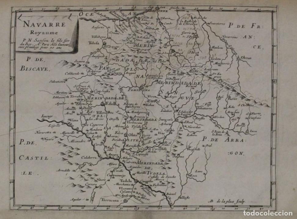 Arte: Mapa de Navarra (Espa&ntilde;a), 1649. Nicolas Sanson - Foto 1