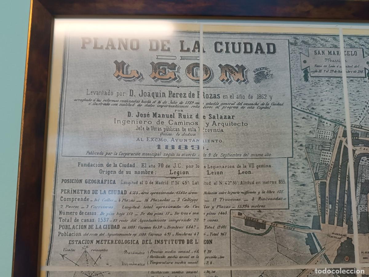 Arte: Plano de la ciudad de Leon . Mapa entelado. - Foto 3