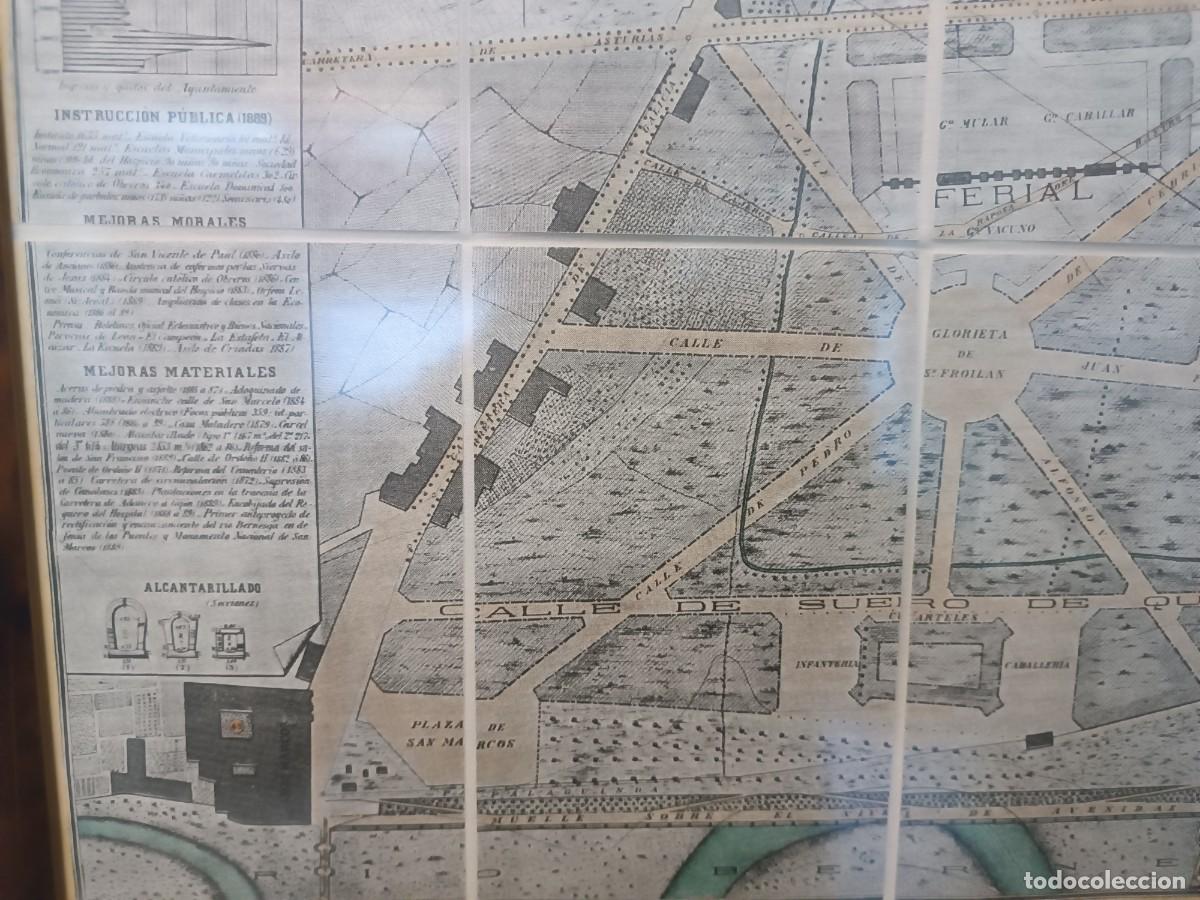 Arte: Plano de la ciudad de Leon . Mapa entelado. - Foto 4