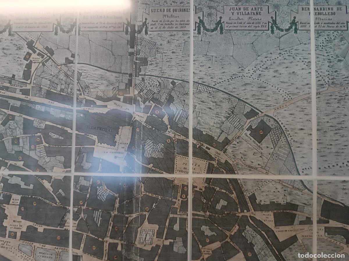 Arte: Plano de la ciudad de Leon . Mapa entelado. - Foto 6