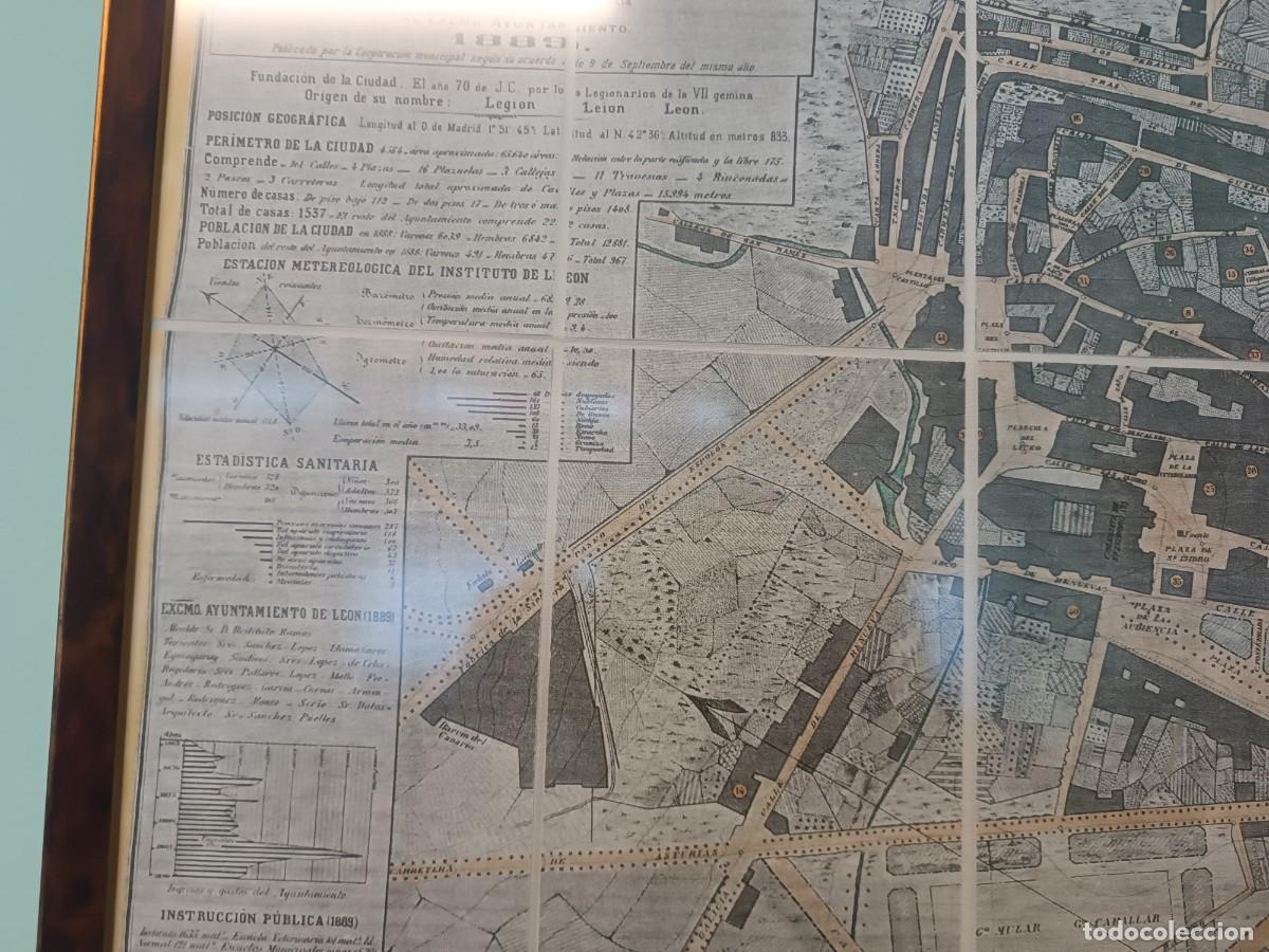 Arte: Plano de la ciudad de Leon . Mapa entelado. - Foto 11