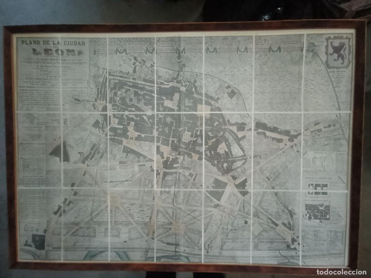 Arte: Plano de la ciudad de Leon . Mapa entelado. - Foto 13