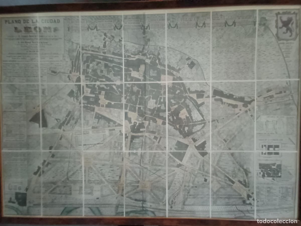 Arte: Plano de la ciudad de Leon . Mapa entelado. - Foto 14