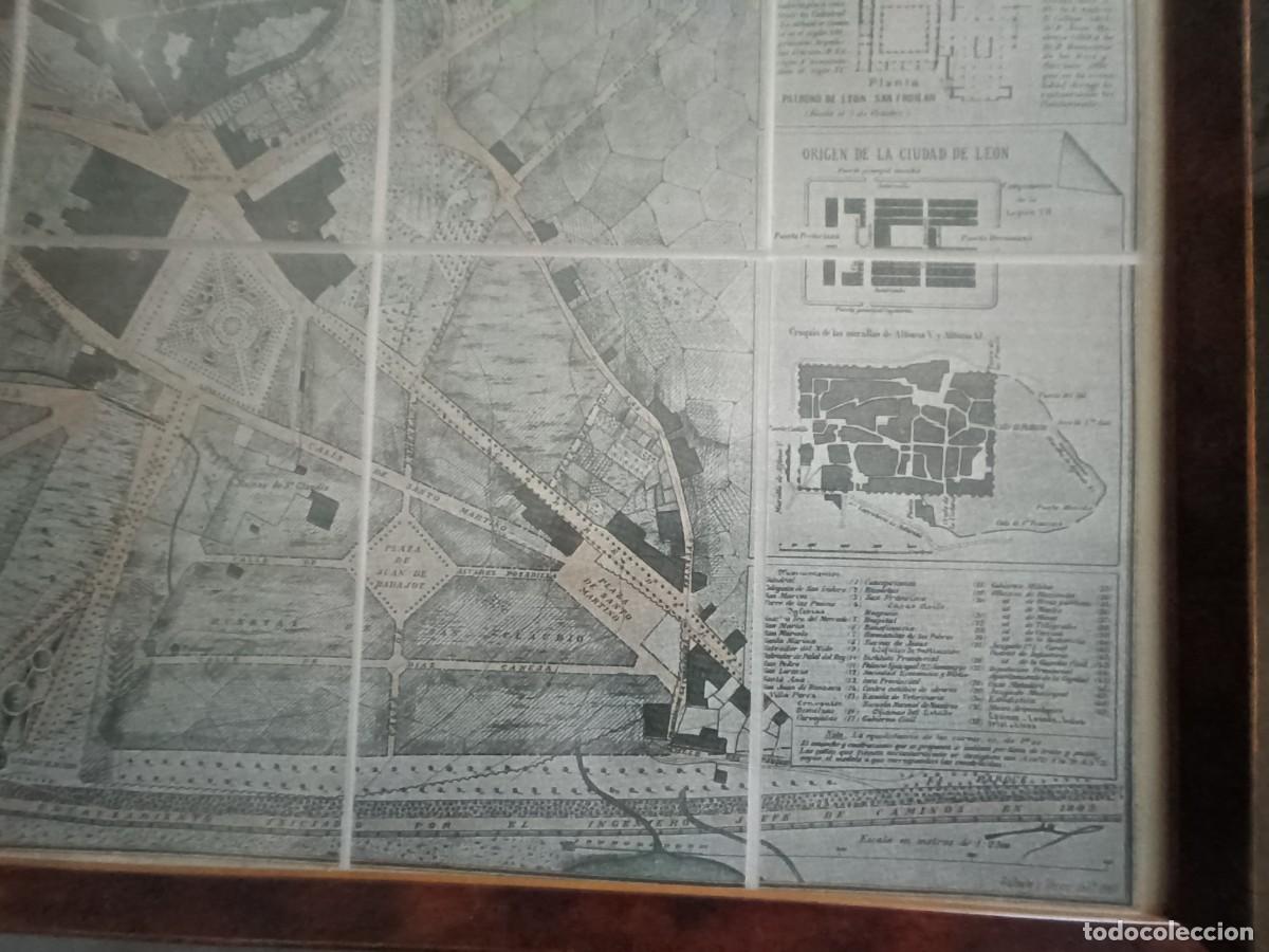 Arte: Plano de la ciudad de Leon . Mapa entelado. - Foto 20