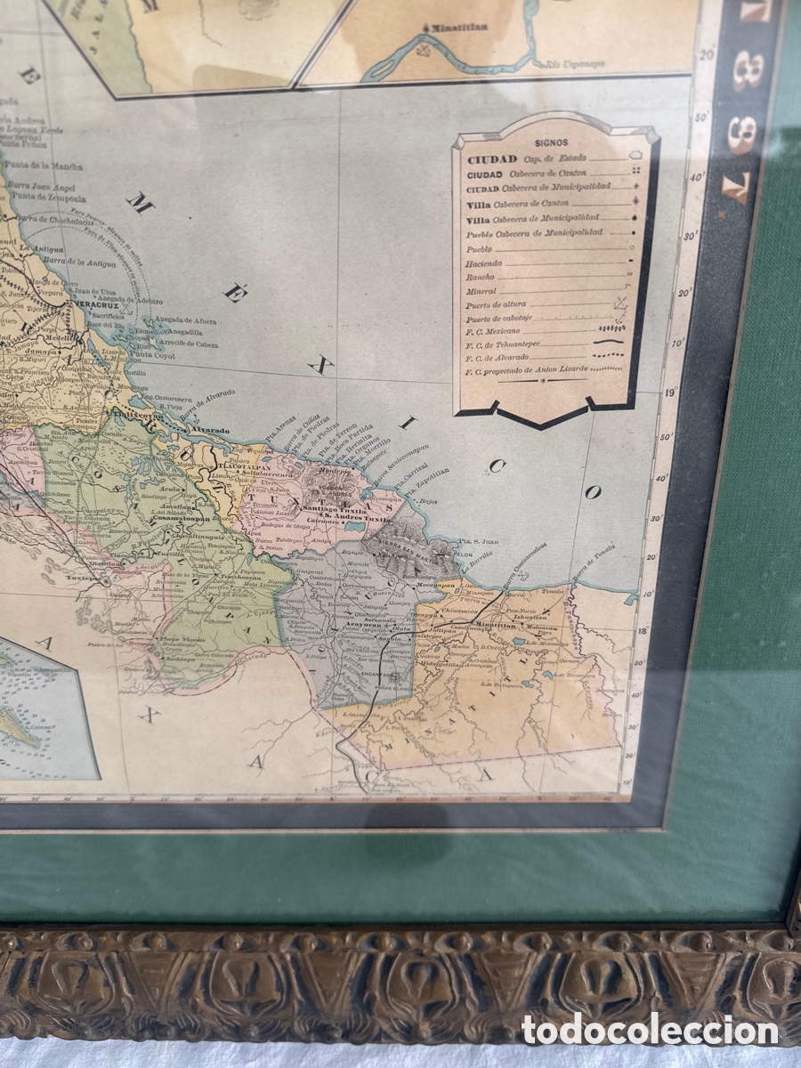 Arte: Mapa de Veracruz, M&eacute;xico 1897 - Foto 4