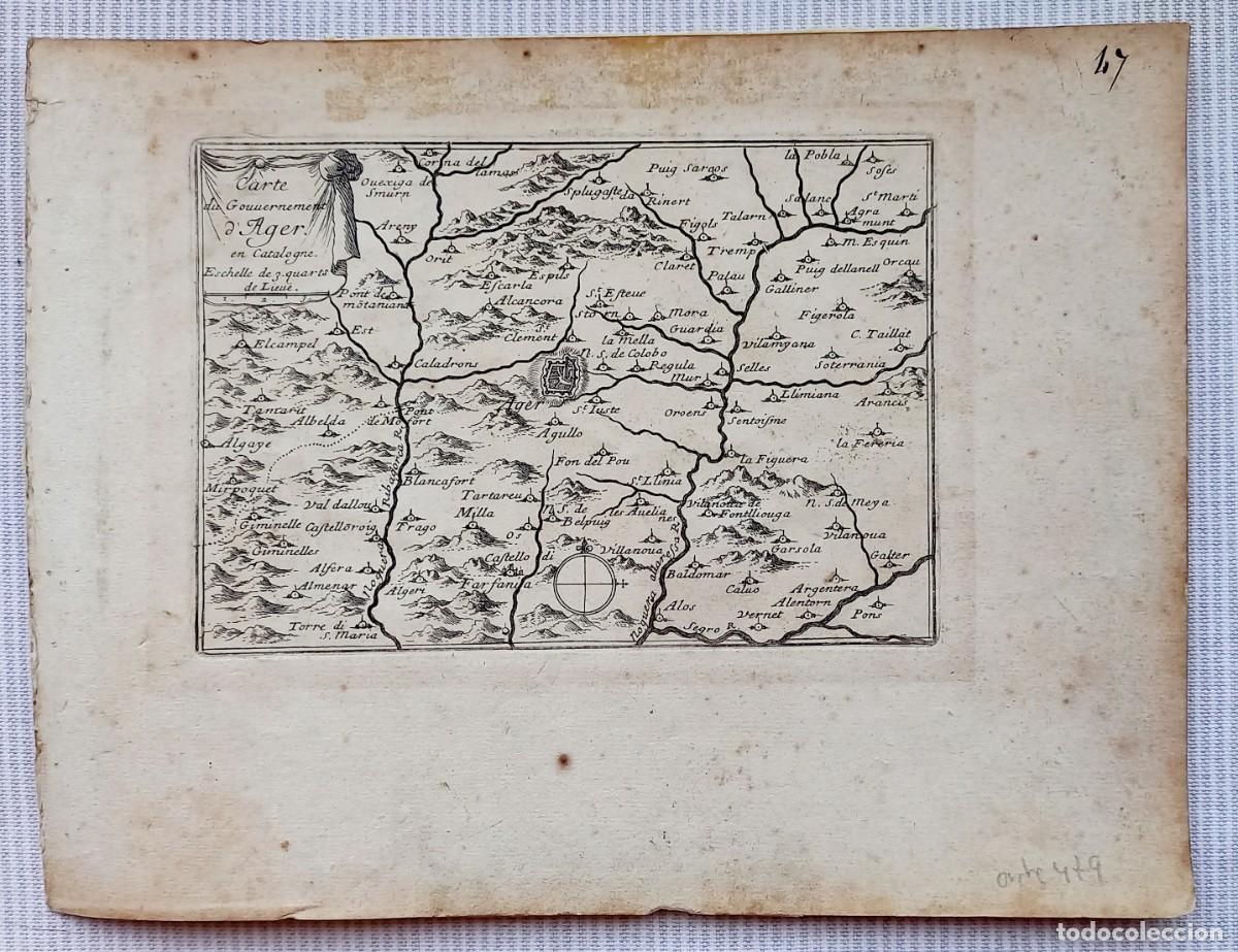 Kunst: MAPA DE AGER - LA NOGUERA- MONTSEC - PALLARS - LLEIDA - BEAULIEU - A&Ntilde;O 1707