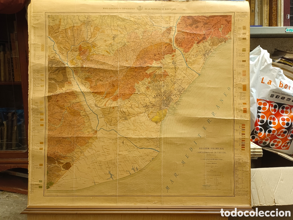 Arte: MAPA GEOL&Oacute;GICO Y TIPOGR&Aacute;FICO DE LA PROVINCIA DE BARCELONA - REGION PRIMERA - A&Ntilde;O 1900 - 2DA EDICI&Oacute;N