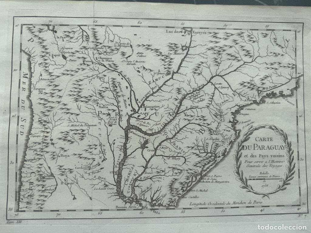 Arte: Argentina, Paraguay, Uruguay, sur de Brasil y parte de Bolivia y Chile, 1756. Bellin/Prevost