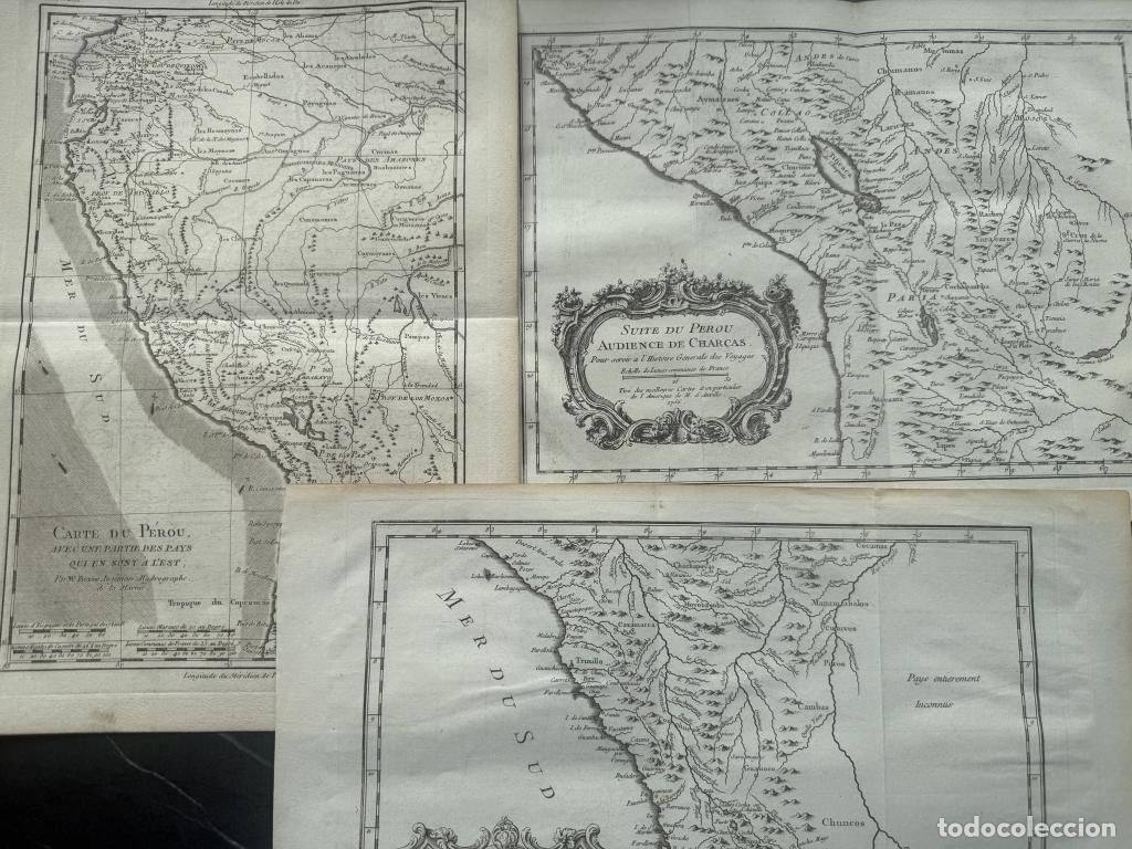 Arte: Tres mapas del litoral de Ecuador y Per&uacute; (Am&eacute;rica del sur), 1770 y 1787. Bonne/Bellin