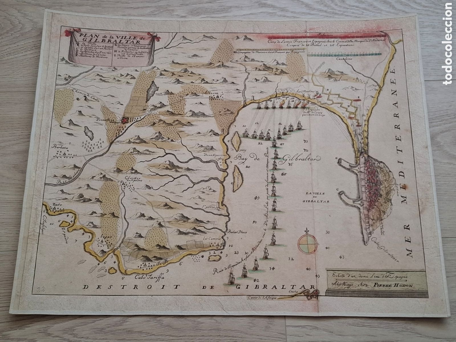 Arte: Gibraltar, asedio de 1727, grabado realizado por Pierre Husson en La Haye, La Haya, Holanda