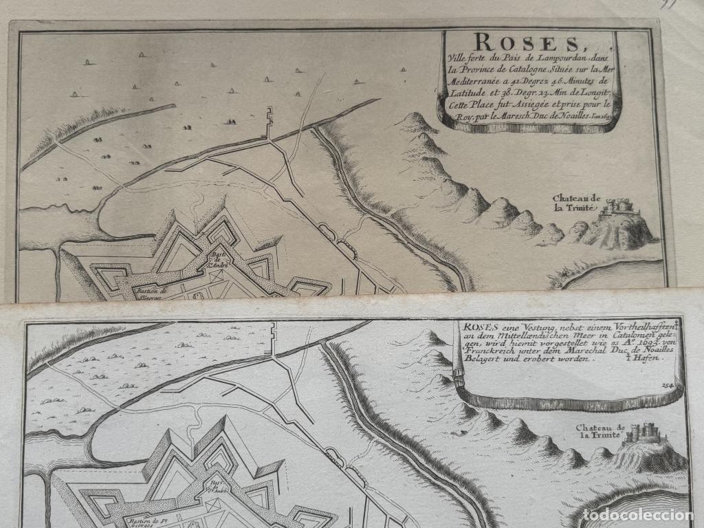 Arte: Ciudad y puerto de Rosas (Gerona, Espa&ntilde;a),1691 y 1705. Nicol&aacute;s de Fer y Grabriel Bodenehr