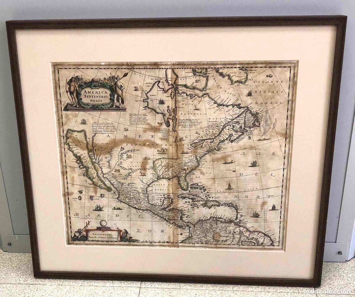 Arte: MAPA COLOREADO AMERICA SEPTENTRIONALIS. JOANNES JANSSONIUS, C.1640
