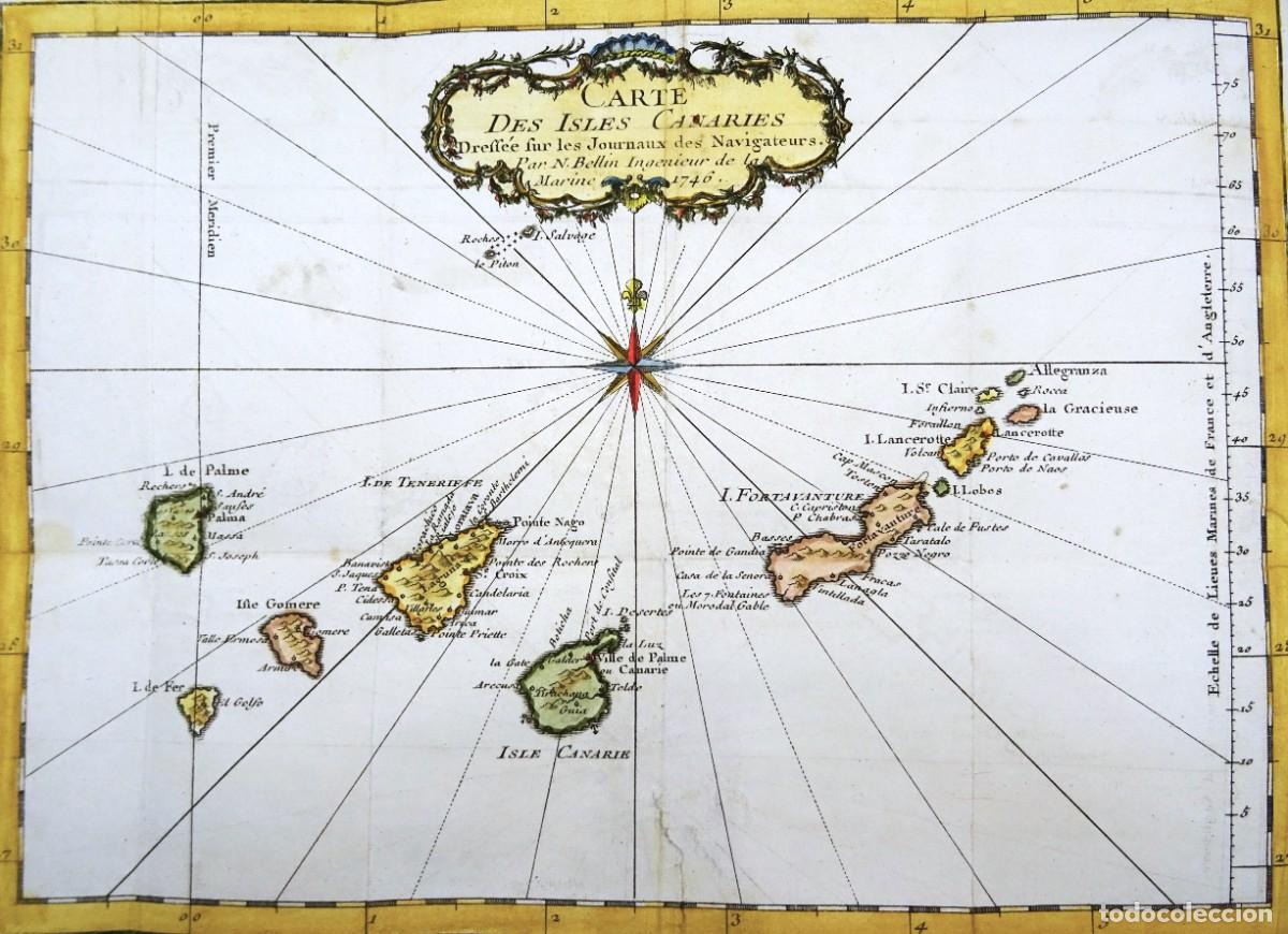 Arte: Islas Canarias, J.N. Bellin, 1746, Carte Des Isles Canaries&hellip;.