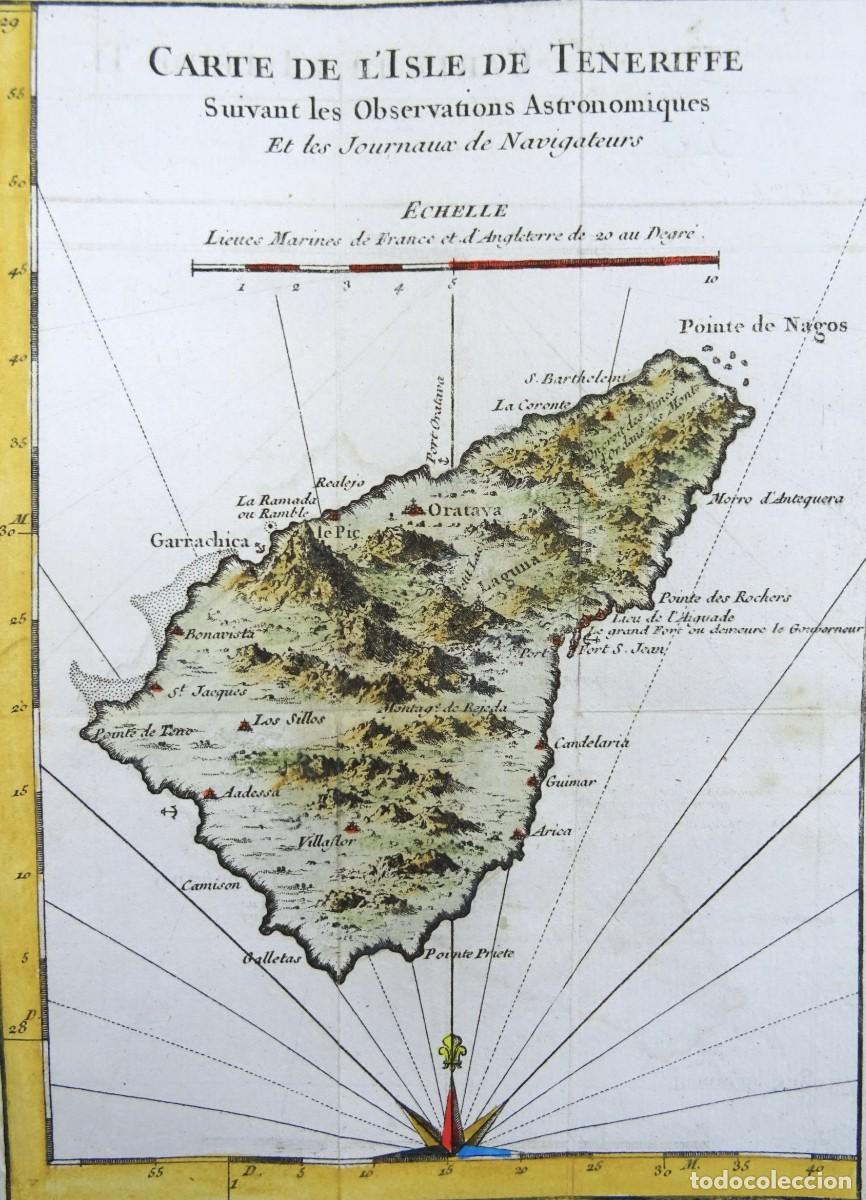 Arte: Tenerife, mapa J.N. Bellin, 1746, Carte de l&acute;Isle de Teneriffe&hellip;