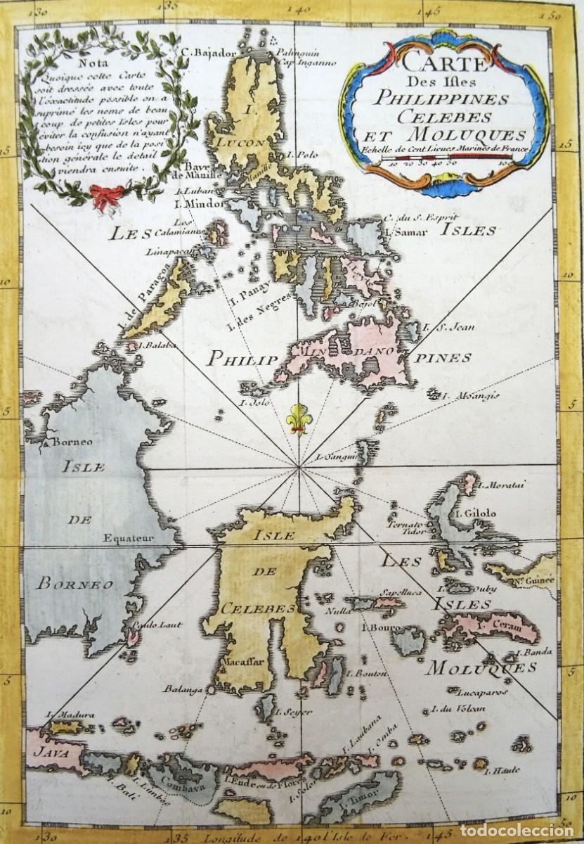 Arte: Filipinas, Indonesia J.N. Bellin, 1746, Carte des Isles Philippines Celebes et Moluques