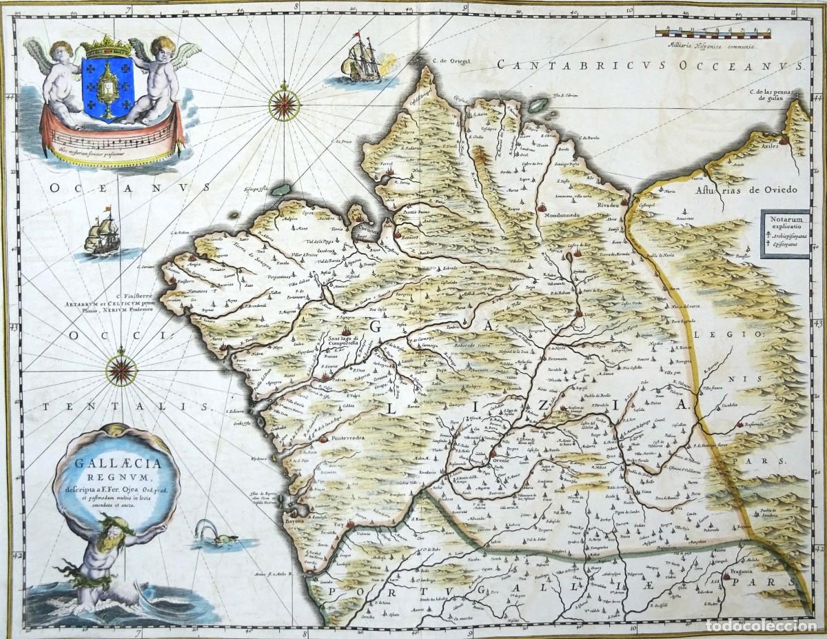 Arte: Galicia, mapa muy grande por J. Blaeu, 1661, Gallaecia Regnum