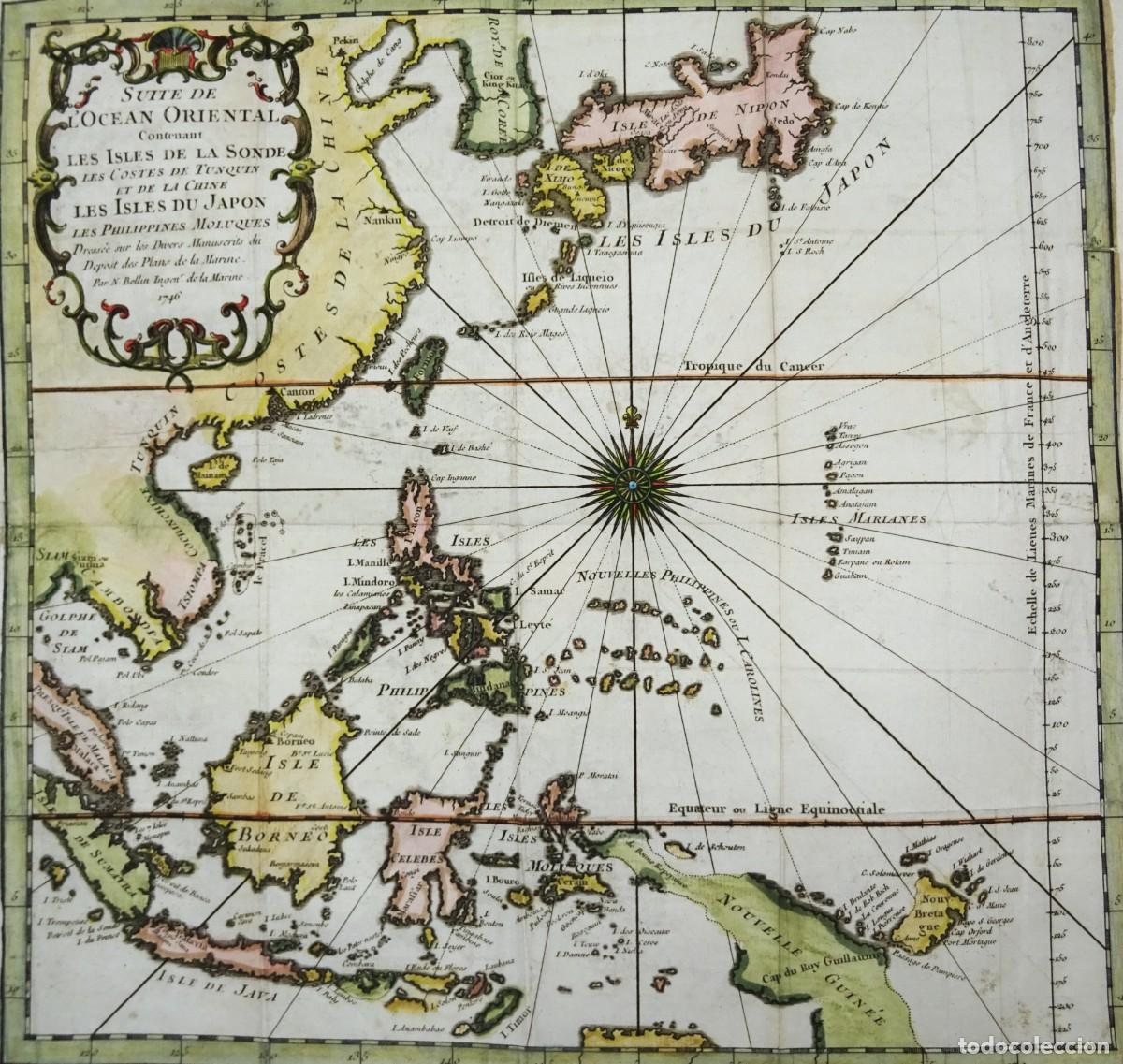 Arte: Oc&eacute;ano Pacifico, Filipinas, Indonesia, Taiwan, Japon, China, Corea&hellip; Bellin, 1746, Suite de l&acute;Ocean..