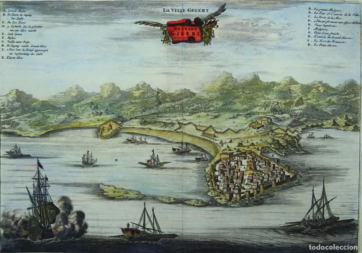 Arte: Argelia, Jijel, vista por Olfert Dapper, 1686, Ville Gegery / De Stadt Gigeri