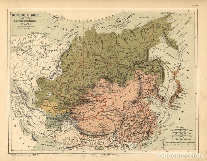 Arte: MAPA DE ASIA ORIENTAL EN 1872, LITOGRAF&Iacute;A DE EUG&Egrave;NE CORTAMBERT. CARTOGRAF&Iacute;A, CARTA GEOGR&Aacute;FICA